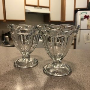 set of small glass sundae cups